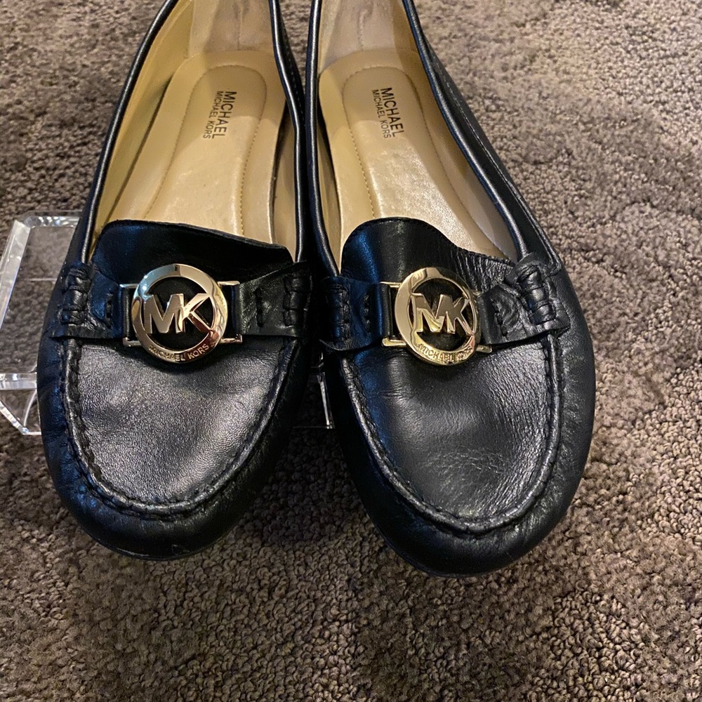 Black designer leather loafers